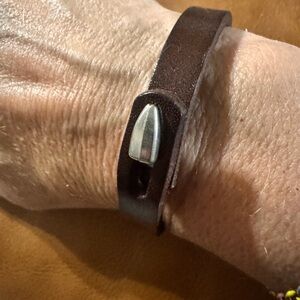 Brown Leather Bracelet with Silver Clasp